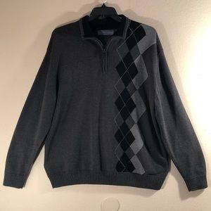 Mens Vintage Oscar de la Renta Cowl Neck Harlequin Sweater